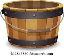 karikatur, holz, wischeimer karikatur, holz, wischeimer