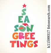 kerstboom, met, seizoen, begroetenen, schattig, cutout, tekst