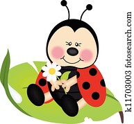 Ladybug sitting on a green leaf Ladybug sitting on a green leaf