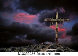 leerer, kreuz, gegen, ein, zornige, himmel