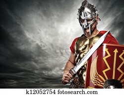 Legionary soldier over stormy sky Legionary soldier over stormy sky