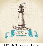 Lighthouse. Hand drawn illustration Lighthouse. Hand drawn illustration