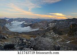Majestic mountain view at dusk