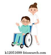 Man in a wheelchair and nurse Man in a wheelchair and nurse