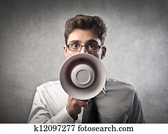 man with megaphone man with megaphone