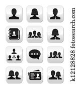 Man woman user vector buttons set Man woman user vector buttons set