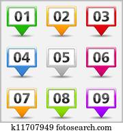 Map pins with numbers Map pins with numbers