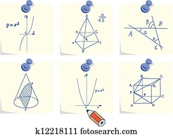 matemática, e, geometria, ícones