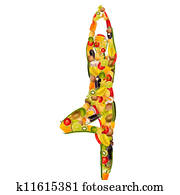 meditating woman of fruits and vegetables meditating woman of fruits and vegetables