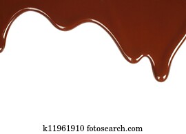 Melted chocolate dripping on white background Melted chocolate dripping on white background