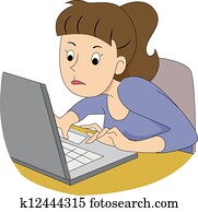 menina, escritor, digitando, rapidamente