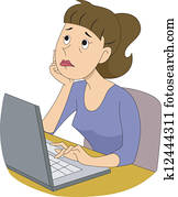 menina, escritor, pensando