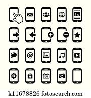 Mobile phone, smartphone icons set Mobile phone, smartphone icons set