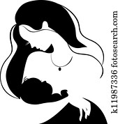 Mother silhouette with baby Mother silhouette with baby