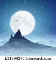Mountain and Moon