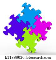 Multicolored Puzzle Square Shows Unity