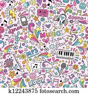 Music Notebook Doodles Pattern Music Notebook Doodles Pattern