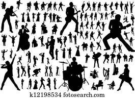musik, vektor, silhouetten musik, vektor, silhouetten