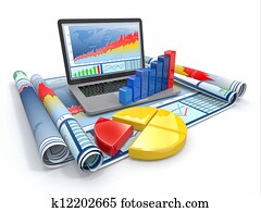 negócio, analyze., laptop, gráfico, e, diagram.