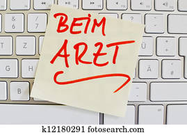 note on computer keyboard: at the doctor