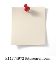 note pad pinned on white background