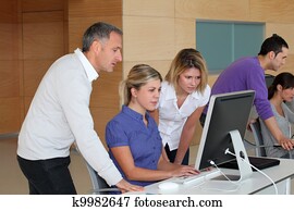 Office workers on business training
