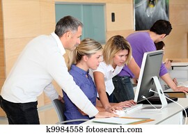 Office workers on business training