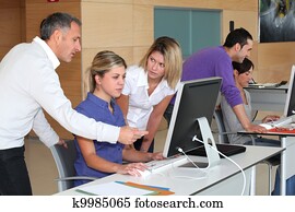 Office workers on business training