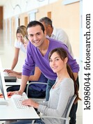 Office workers on business training