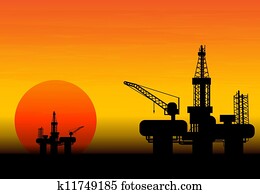 Oil Rig at late evening Oil Rig at late evening