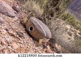 Old canteen in desert