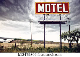 Old motel sign on Route 66, USA