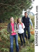 pais, e, filha, andar, campo