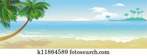 Panoramic tropical beach with palm Panoramic tropical beach with palm