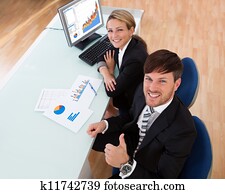 partner, besprechen, a, geschaefts, schaubild