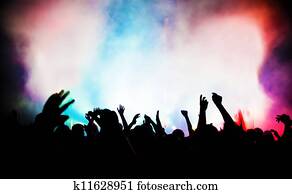 People on music concert, disco party. People on music concert, disco party.