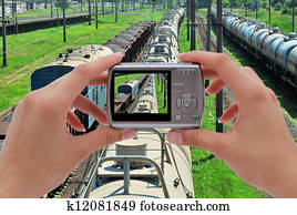 photographing train