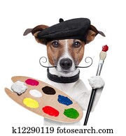 pintor, artista, cão