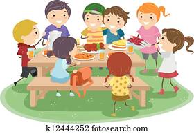 piquenique, crianças