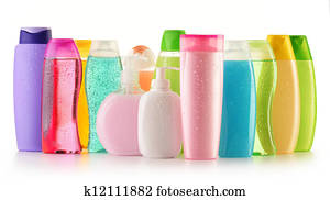 Plastic bottles of body care and beauty products Plastic bottles of body care and beauty products