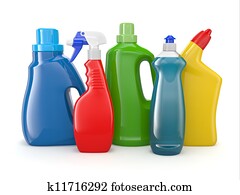 Plastic detergent bottles. Cleaning products. Plastic detergent bottles. Cleaning products.