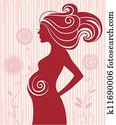 Pregnant woman in flowers