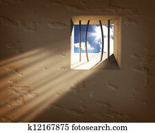Prison window. Freedom concept Prison window. Freedom concept