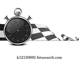 racing flag with stop watch