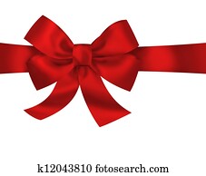 Red gift ribbon bow isolated on white background. Bright holiday illustration Red gift ribbon bow isolated on white background. Bright holiday illustration