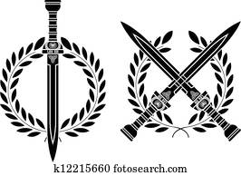 roman swords and wreath