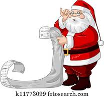 santa claus, det læser, af, liste christmas