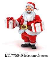 santa claus holding gift box