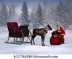 Santa preparing his sleigh ride. Santa preparing his sleigh ride.