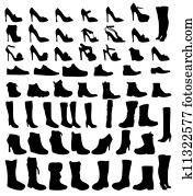 schuhe, silhouette, vektor, abbildung, eps10